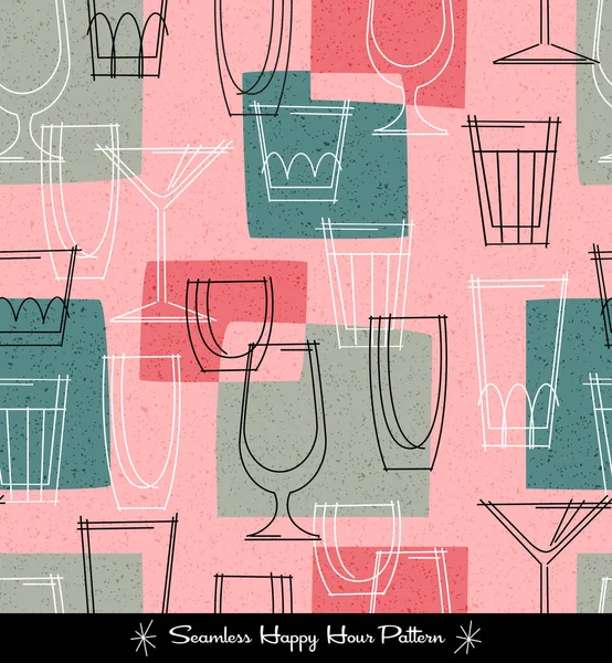 Motif sans couture rétro de divers verres à cocktail esquissés. illustration vectorielle — Image vectorielle