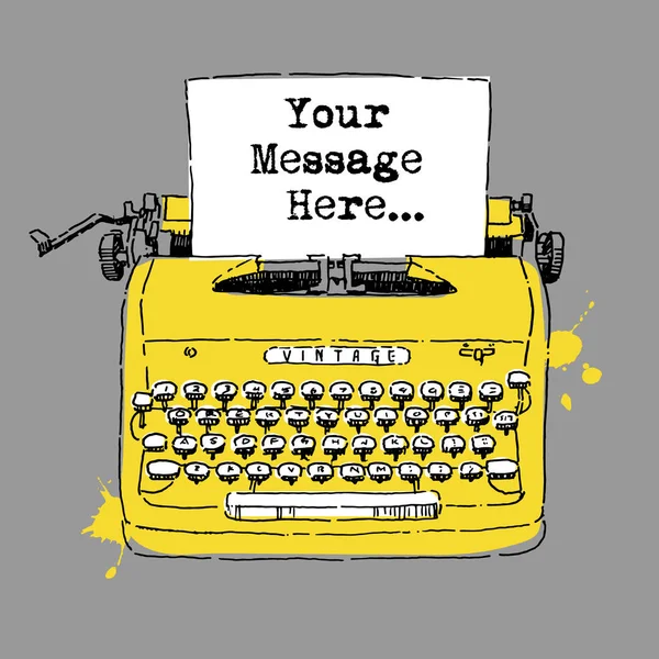 Ink drawing of vintage style typewriter with space for text. — Stock Vector