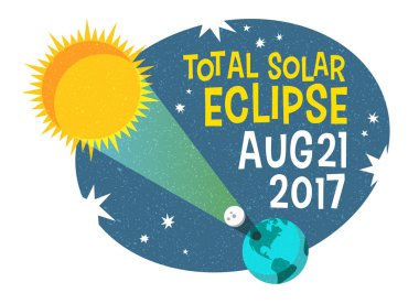 retro science illustration of the solar eclipse with starry night background. Web banner, card, poster or t-shirt design. vector illustration. clipart