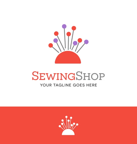 Pin cushion logo or icon design for a sewing, tailoring or alterations business. Vector illustration. — Stock Vector