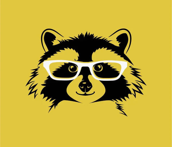 有趣可爱矢量插画的一只浣熊，戴眼镜。为孩子，t 恤、 海报、 印刷品设计 — 图库矢量图片