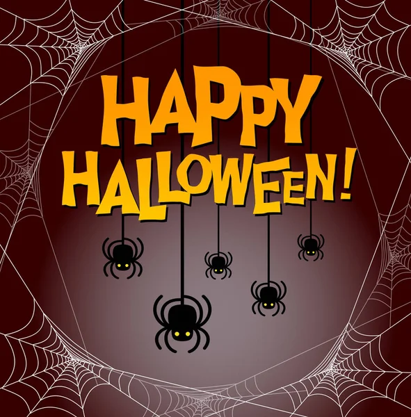 Happy Halloween a lógó pókok és kísérteties pók webes keretben. Vektoros illusztráció. A poszter, web bannerek, kártyákat, meghívókat. — Stock Vector