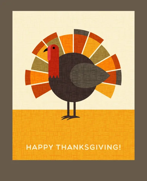 Happy Thanksgiving platt minimalistisk design. Färgglada Turkiet. För gratulationskort, banners, skriva ut. — Stock vektor