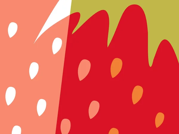 Abstraktes Fruchtdesign im flach ausgeschnittenen Stil. Nahaufnahme von Erdbeere und Samen. — Stockvektor