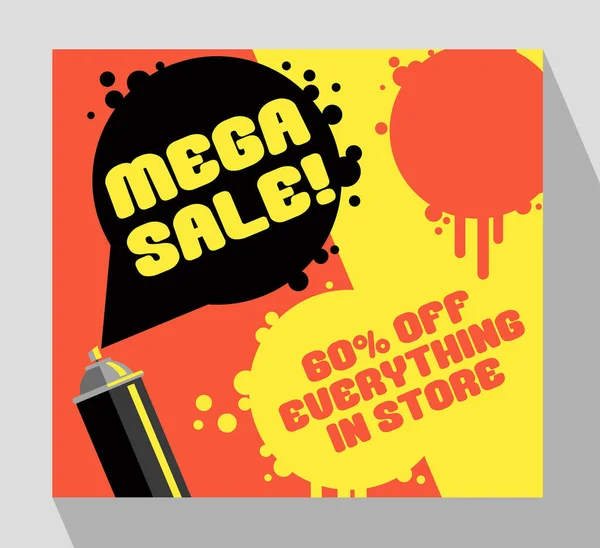 Retro försäljning banner mall med sprayfärg kan och måla ställen för din text. Lätt att redigera vektorillustration. — Stock vektor