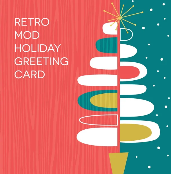 Tarjeta de felicitación navideña o invitación con diseño de árbol de Navidad abstracto retro. Espacio para texto . — Vector de stock