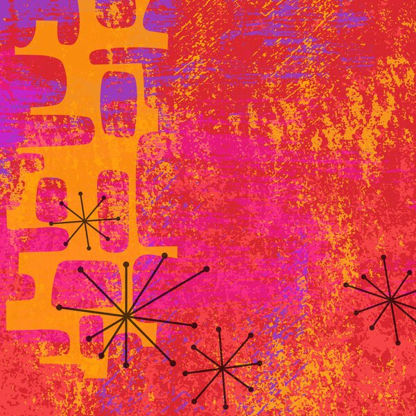 Colorful holiday abstract textured background with retro style elements and brush marks