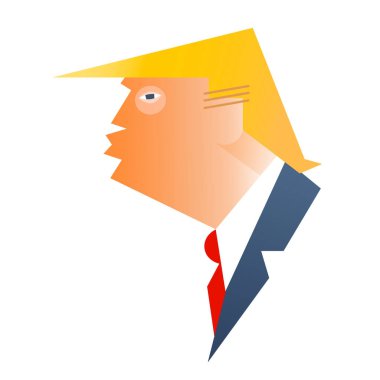 Donald Trump beyaz izole Başkan karikatürü
