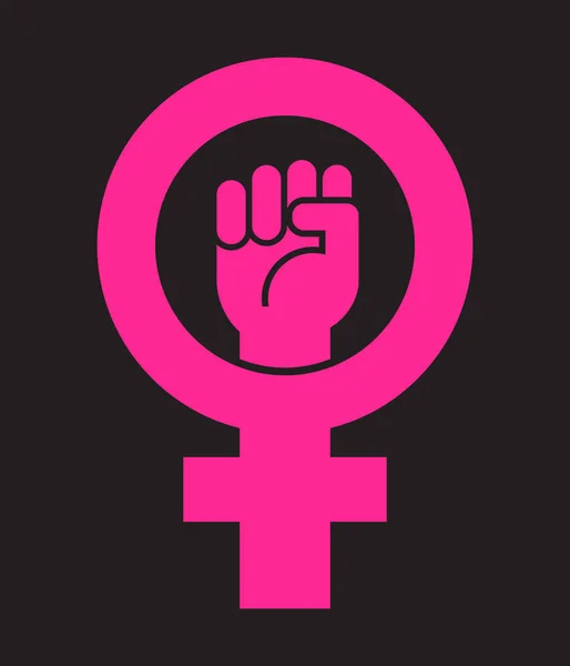 Symbol for female with raised fist. Vector icon design for posters, banners, signs about women's rights. — Stock Vector