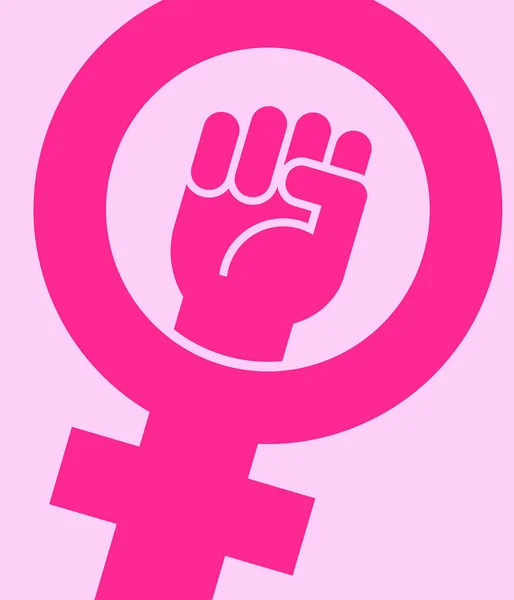 Σύμβολο για τις γυναίκες με υψωμένα γροθιά. Διανυσματική εικόνα σχεδιάζω για αφίσες, πανό, πινακίδες σχετικά με τα δικαιώματα των γυναικών. — Διανυσματικό Αρχείο