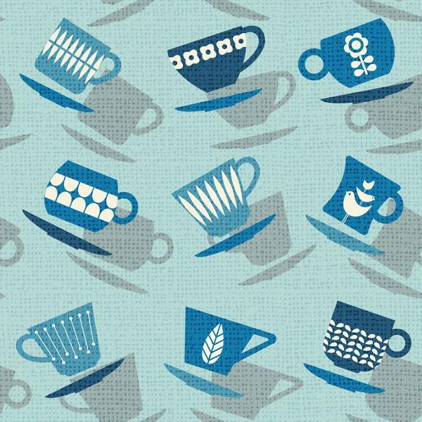 Seamless retro pattern of tea cups or coffee cups. vector illustration. — Stock Vector