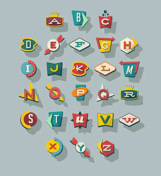 Dimensionnel style rétro signes alphabet . — Image vectorielle
