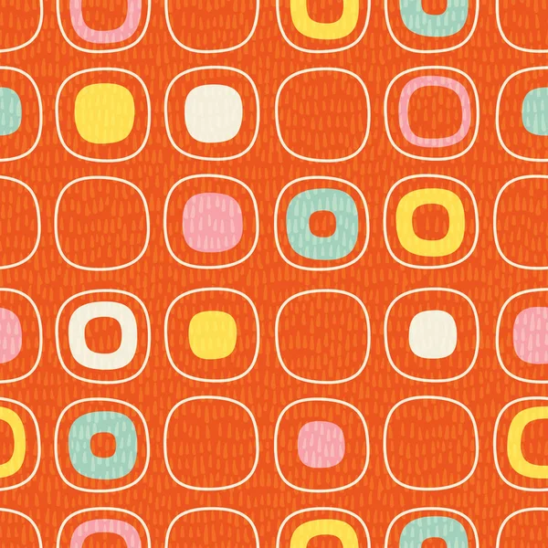 Abstract seamless pattern of rounded squares with random details. Retro Style. — Stock Vector
