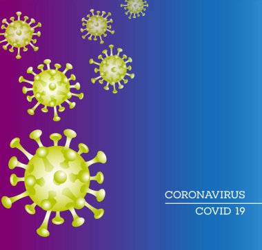Covid-19, Roman Coronavirus (2019-ncov) gradyan arkaplan üzerindeki model vektör çizimi.