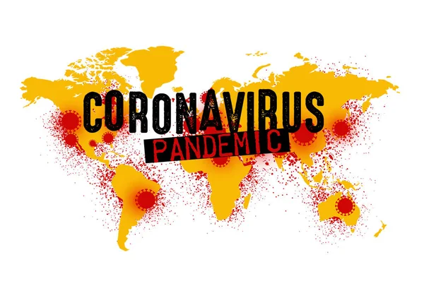 Carte Monde Avec Les Zones Touchées Covid Nouveau Coronavirus 2019 — Image vectorielle