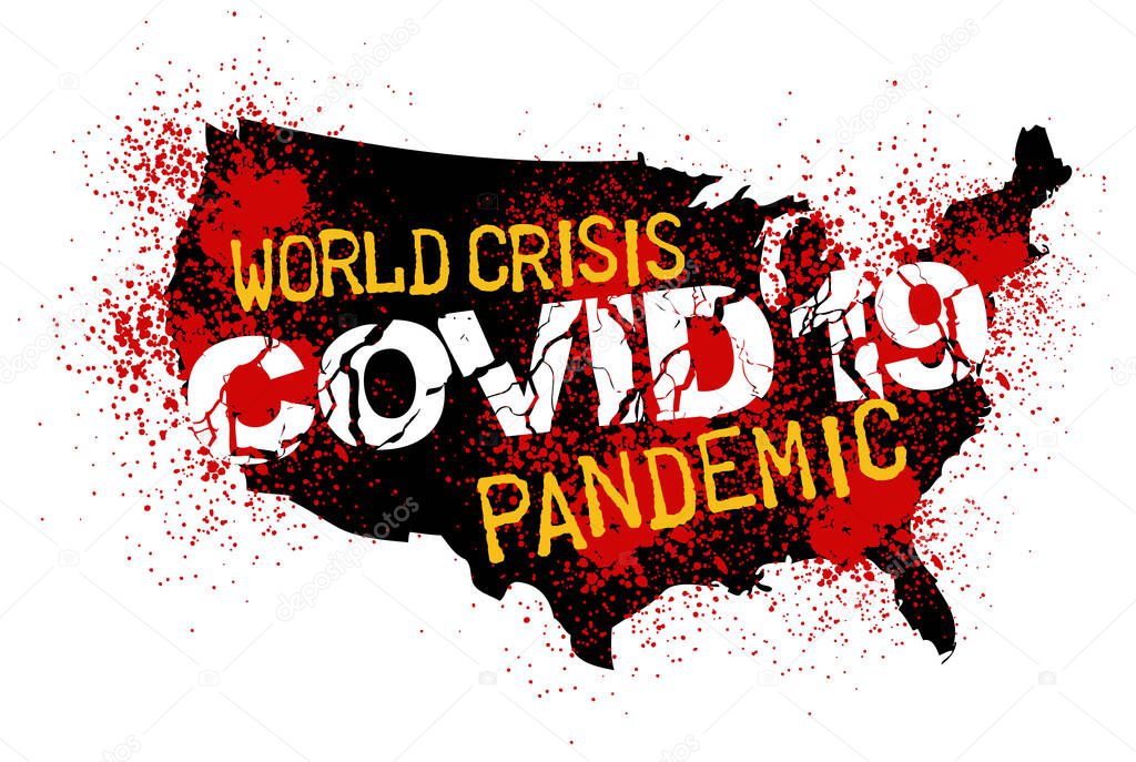 United States map with affected areas of COVID-19, Novel coronavirus (2019-nCoV) Grunge text with spray paint effect. Vector illustration