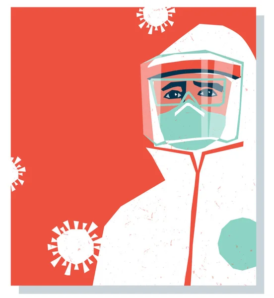 パンデミック時にコロナウイルスに感染した19人の患者を治療するための個人用保護具であるPpeを装着した医療スタッフ テキスト用スペース付きポスターまたはバナーテンプレートのデザイン — ストックベクタ