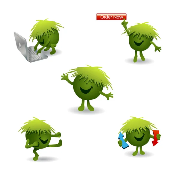 Cute Green Monster Character Games Web Pages Business Mascot Vector — Stock Vector