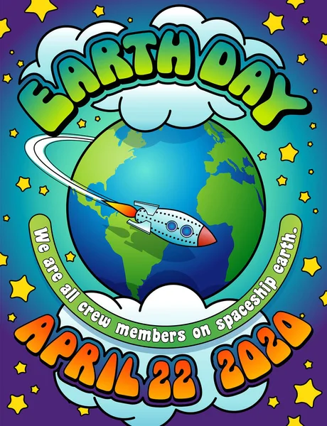 Kleurrijke Earth Day 2020 Ontwerp Met Planeet Aarde Voor Poster — Stockvector