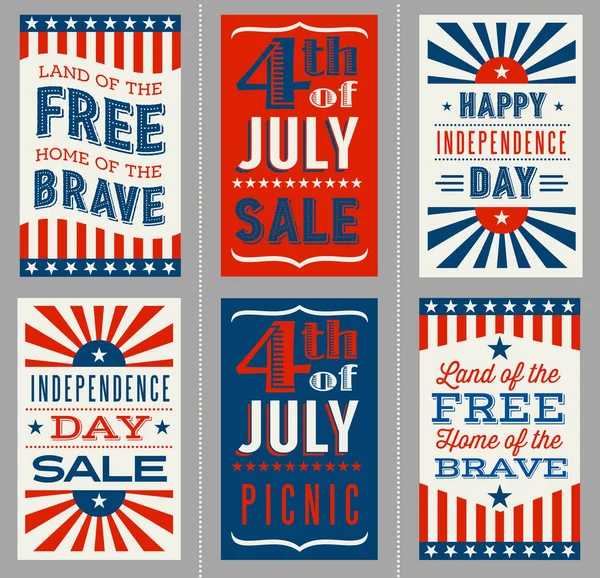 Retro 4Th July Banners Social Media Flyers Web Pages Print — Stock Vector
