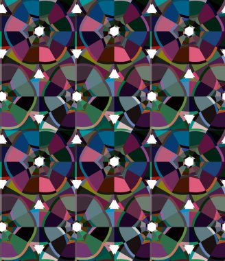 farklı geometrik şekillere sahip soyut, pürüzsüz desensiz vektör çizimi