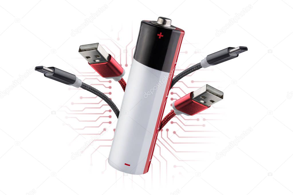 The concept of power supply of gadgets, the Internet of things. Portable charger. Conservation of electrical energy.