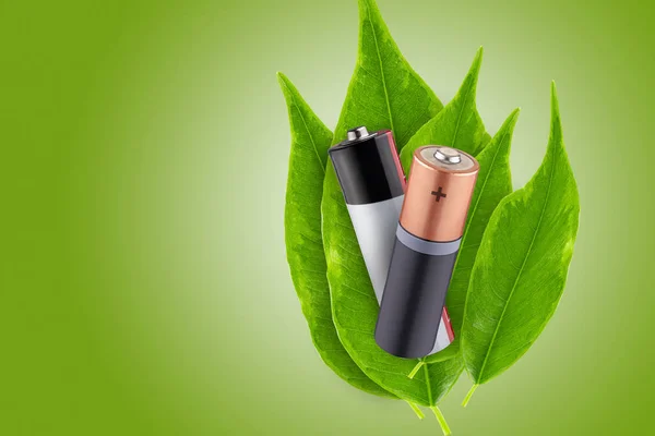 Sicheres Energiekonzept Grüne Energie Erneuerbare Energien Entsorgung Von Batterien — Stockfoto