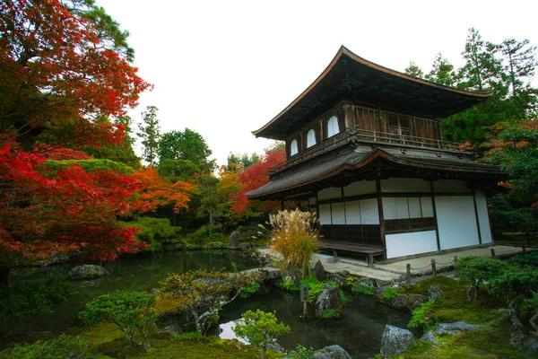 Ginkaku Chrám Stříbrného Pavilonu Oficiálně Nazývaný Jisho Chrám Zářící Milosti — Stock fotografie