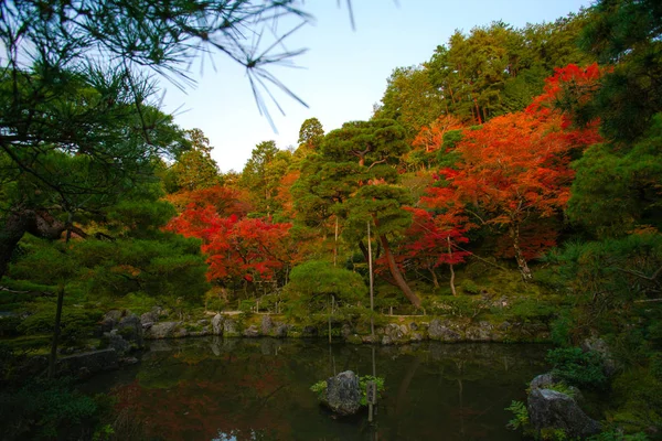 Ginkaku Chrám Stříbrného Pavilonu Oficiálně Nazývaný Jisho Chrám Zářící Milosti — Stock fotografie