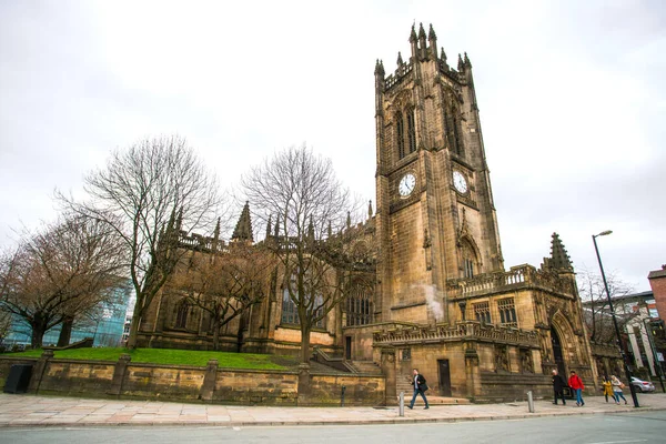 Manchester Inglaterra Reino Unido Marzo 2019 Vista Calle Catedral Manchester — Foto de Stock