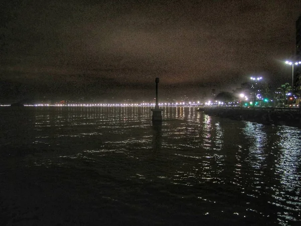 Playa Santos Por Noche Brasil —  Fotos de Stock