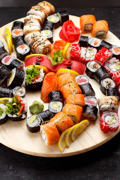 Japanese cuisine. Sushi set.