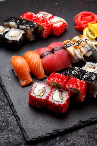 Japanese cuisine. Sushi set.