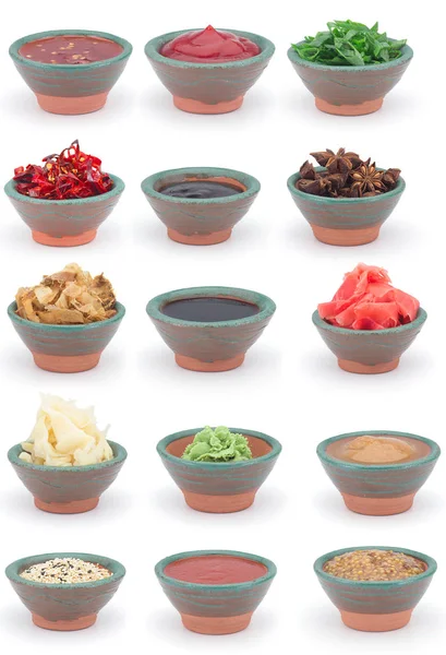 Set de salsas aisladas sobre fondo blanco . — Foto de Stock