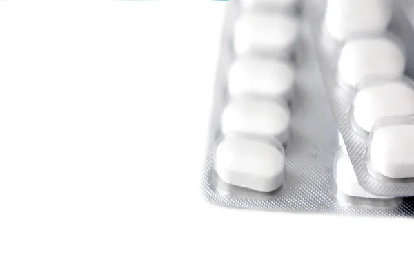 Witte Pillen Blisterverpakking Verpakkingspillen Allergie Ziekte Gezondheid Medische Behandeling — Stockfoto