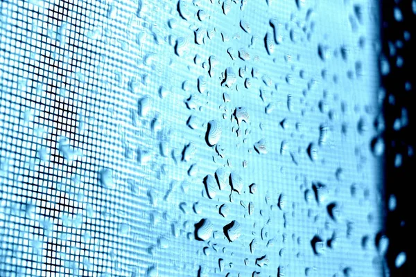 Regen Tropfen Auf Das Fenster Schließen Sie Das Glas Dusche — Stockfoto