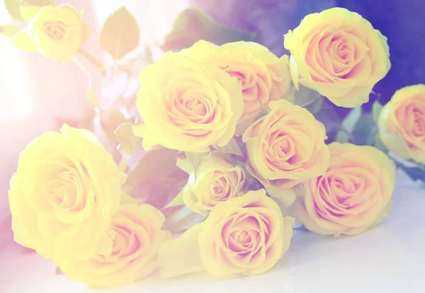 Yellow roses. Bouquet of natural fresh fragrant flowers.