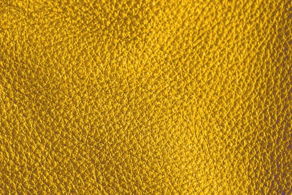 Textura Couro Genuíno Amarelo Cor Closeup — Fotografia de Stock