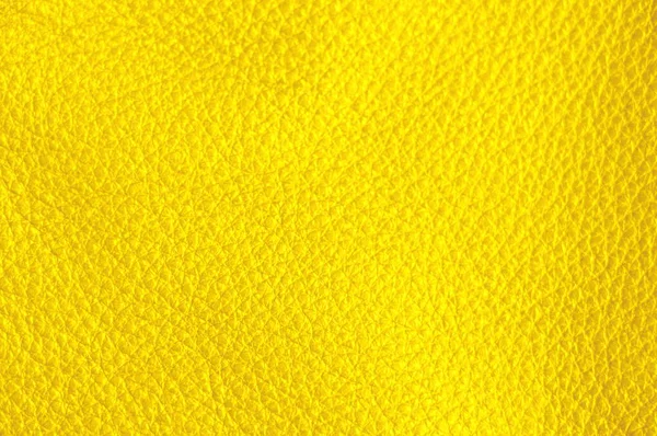 Textura Couro Genuíno Amarelo Cor Closeup — Fotografia de Stock