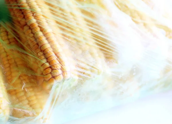 Mrożona Kukurydza Plastikowej Torbie — Zdjęcie stockowe