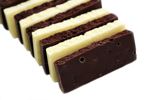 Chocolate Branco Preto Chocolate Poroso Sobremesa Cacau — Fotografia de Stock