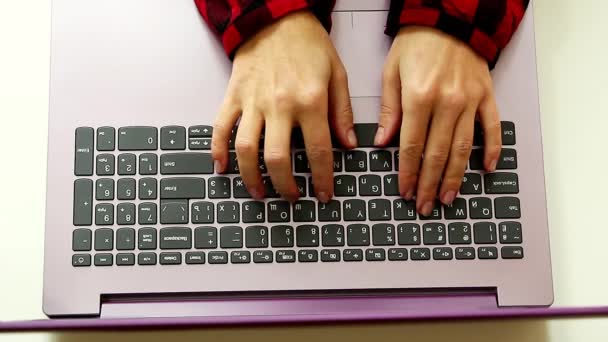 Laptop Tastatur Weibliche Hände Tippen Auf Einer Englischen Tastatur — Stockvideo