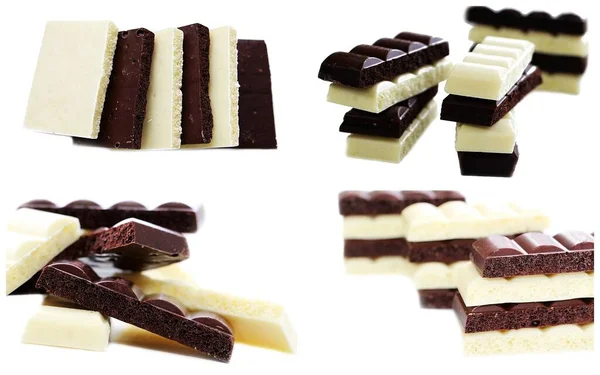 Шоколад Белый Черный Пористый Шоколад Десерт Какао — стоковое фото