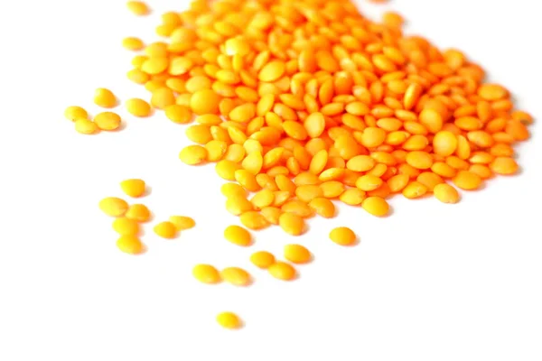 Red Lentils White Background Handful Legumes — Stock Photo, Image