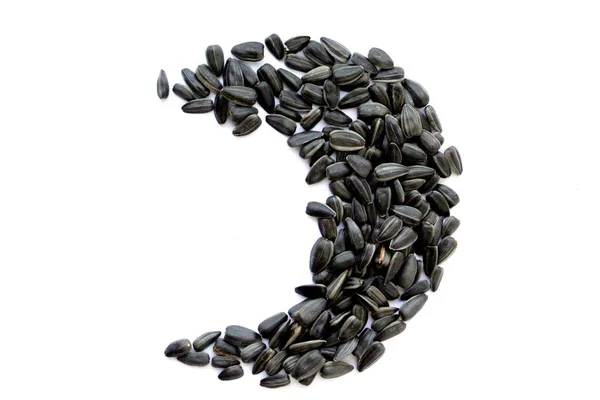 Black Small Sunflower Seeds Seeds Month Handful Seeds — Stock Photo, Image
