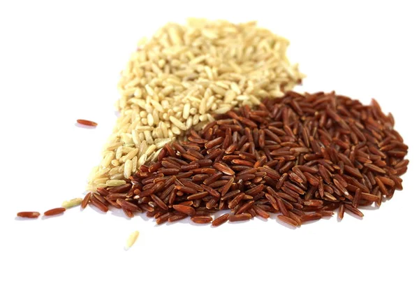Opolerat Brunt Och Vitt Ris Naturlig Säd Long Grain Rice — Stockfoto