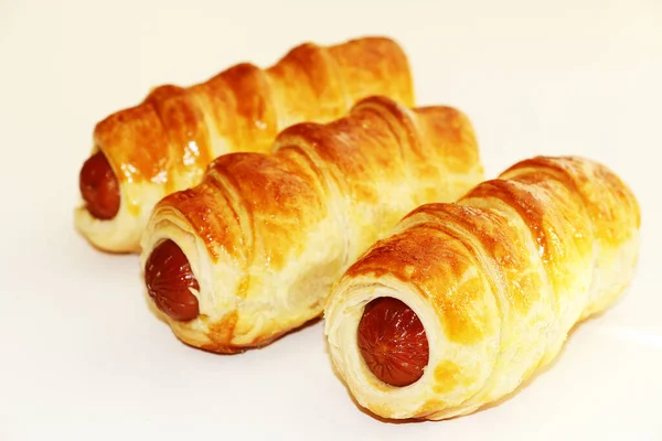 Saucisses Pâte Feuilletée Produits Boulangerie Aliments Faits Maison — Photo