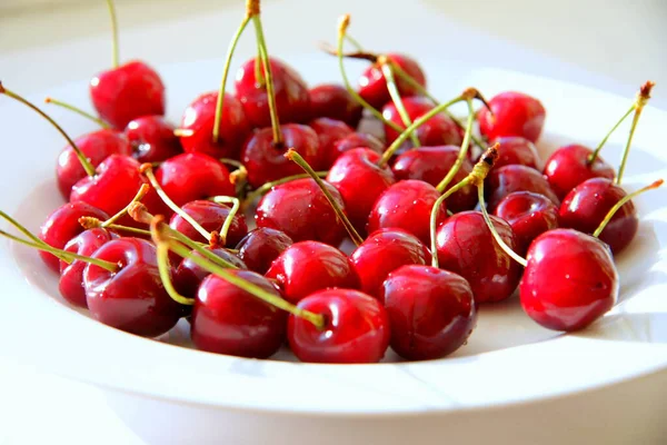 Red Sweet Cherry White Background — Stock Photo, Image
