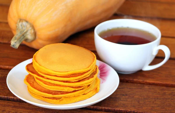 Pancake Amerika Yang Dibuat Dari Labu Segar Musim Gugur — Stok Foto