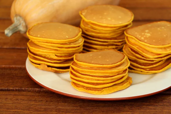 Pancake Amerika Yang Dibuat Dari Labu Segar Musim Gugur — Stok Foto